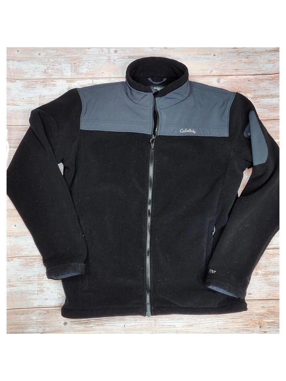 Cabela's Men's Black and Gray Fleece Jacket - Size Large Tall